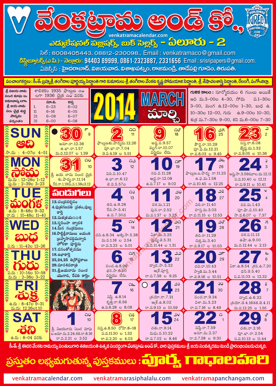 March Calendar 2025 Telugu