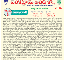 Kanya Rasi Phalalu 2016 Monthly Predictions in Telugu